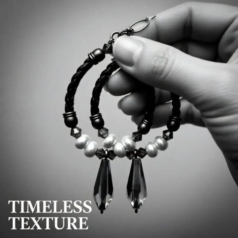 SEXY!!! Boho Hoop Earrings w. Leather, Crystals & Pearls - Total KickA$$ Hoops!